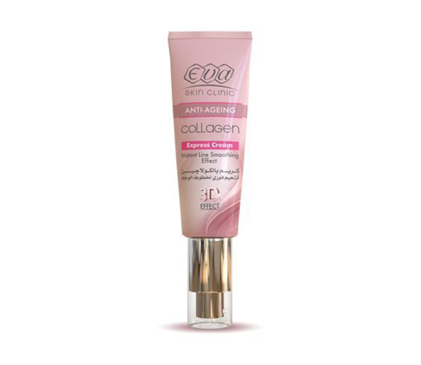 Eva Collagen Express Cream كريم بيشتغل بصورة فورية وبيملأ خطوط البشرة الرفيعة مع الاستخدام المستمر.